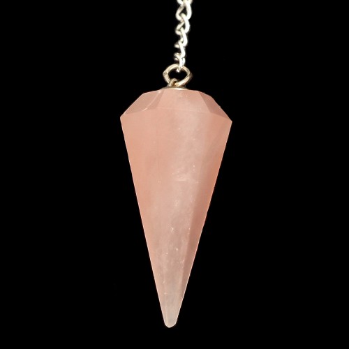 Faceted Rose Quartz Crystal Pendulum (Brazilian - Good Quality)