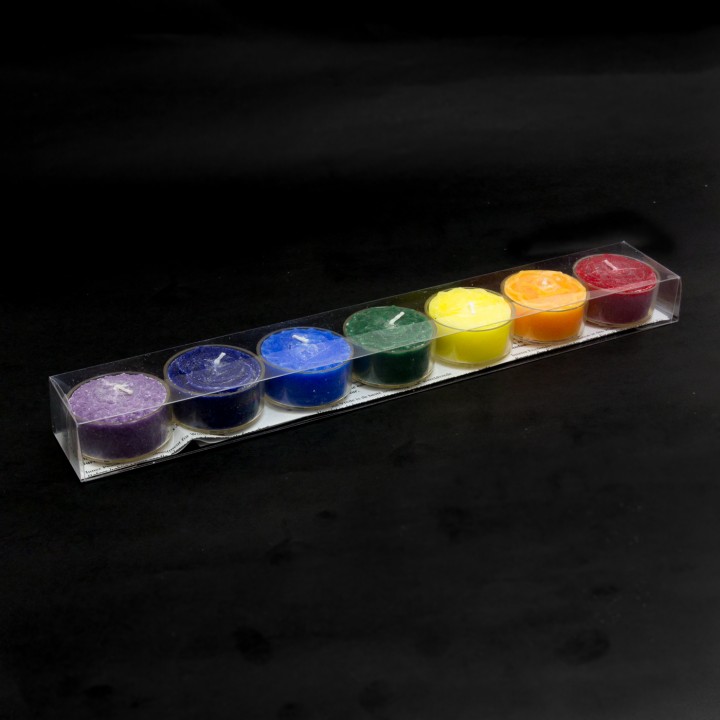 Set of 7 Chakra Tea Light Candles - Scented