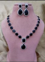 American Diamond Black Necklace Set