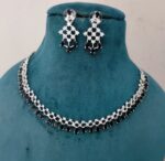 American Diamond Black Studded Necklace & Earrings Set