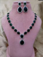 American Diamond Green Necklace Set