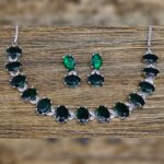 American Diamond Green Necklace Set