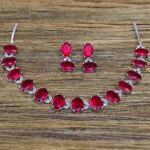 American Diamond Red Necklace Set