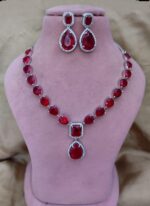 American Diamond Red Necklace Set