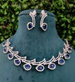 American Diamond Royal Blue Necklace Set