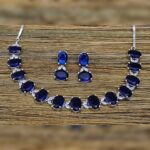 American Diamond Royal Blue Necklace Set