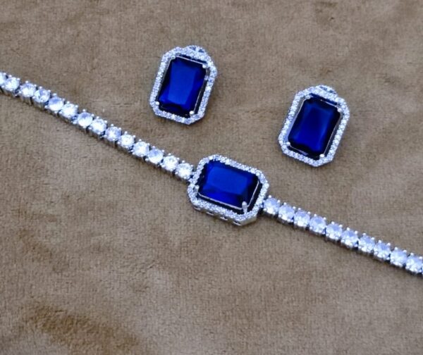 American Diamond Silver-Plated Studded Bracelet With Earrings