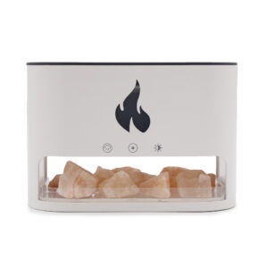 Nature Gift Aroma Atomiser Flame Effect Himalayan Salt Chamber USB Diffuser - White