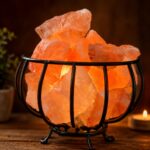 Himalayan Rock Salt Fire Effect Basket Lamp